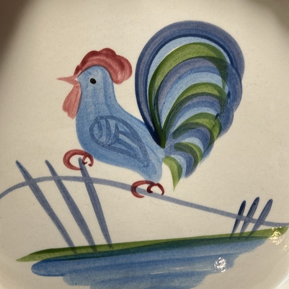 Vintage Los Angeles Pottery Ovenware Rooster Farmhouse Pie/Quiche/tart Plate - Picture 3 of 3